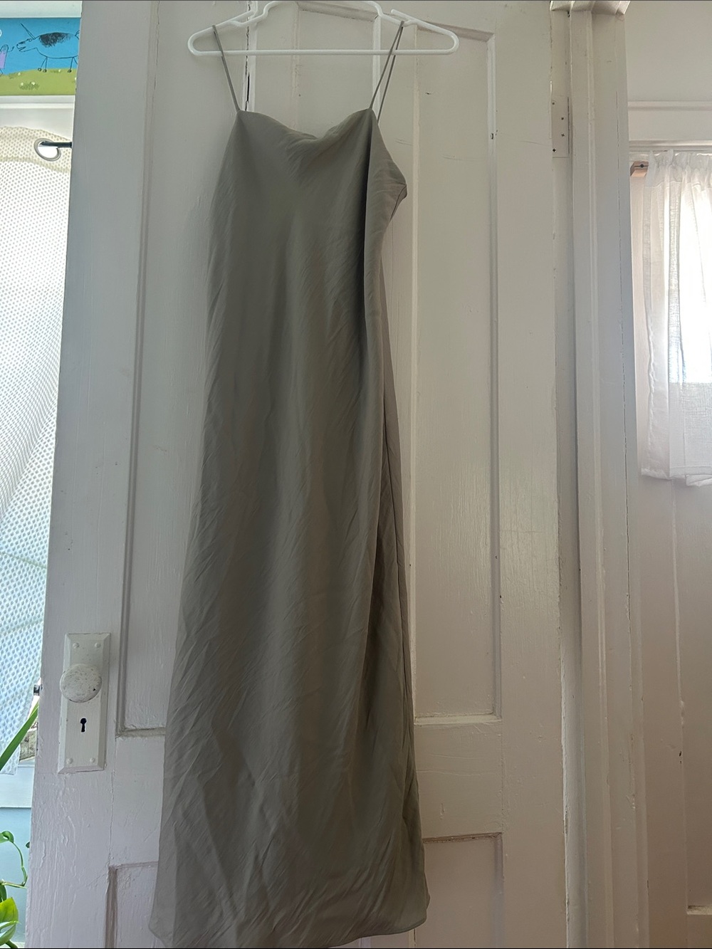 Banana Republic Sage Green Maxi Slip Dress with Spaghetti Straps